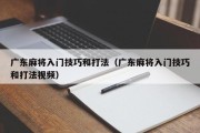 广东麻将入门技巧和打法（广东麻将入门技巧和打法视频）