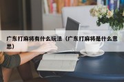 广东打麻将有什么玩法（广东打麻将是什么意思）