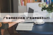 广东雀神麻将手机版（广东雀神麻将怎么打）