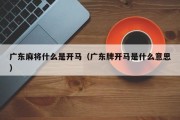 广东麻将什么是开马（广东牌开马是什么意思）